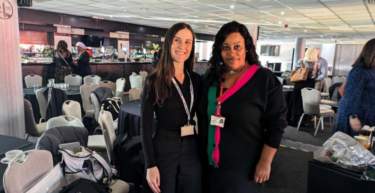 Healthwatch Greenwich representative and Greenwich Health representative at the launch of the Women and Girls Health Hub at Charlton Athletic Football Club