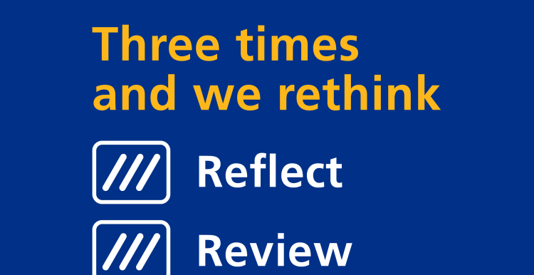 An NHS poster displaying Jess's Rule, with text stating: Three times and we rethink.
