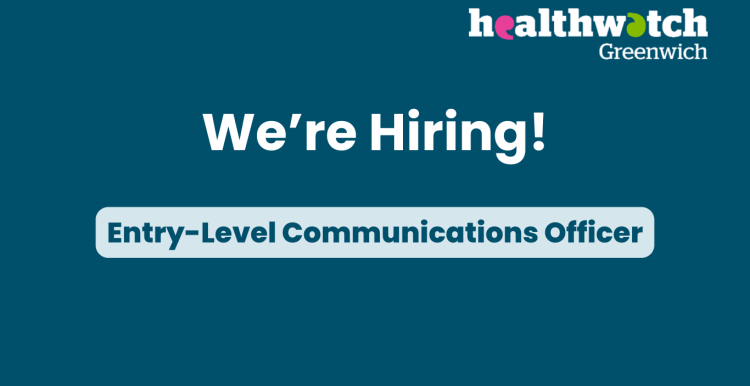 A job advertisement with heading, "we're hiring" followed by text directly below, "Entry-Level Communications Officer"