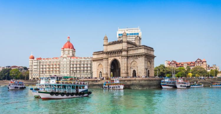 The-Gateway-of-India-and-boats-as-seen-from-the-Mumbai-Harbour-in-Mumbai-India