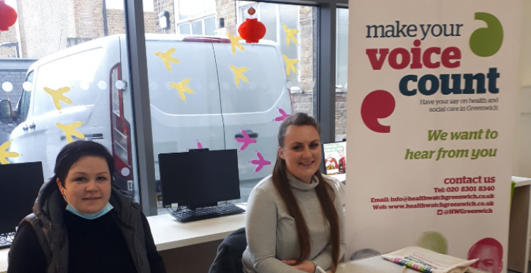 Our volunteers, Oksana and Kathy at Woolwich Centre Library