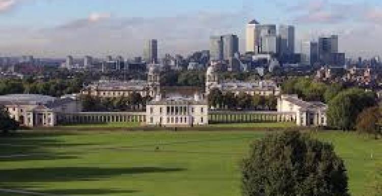 A landscape view of the Royal Naval College and Greenwich Park