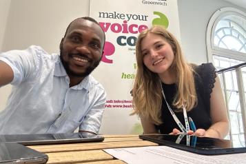 Sadeko Samson with another volunteer Charlotte