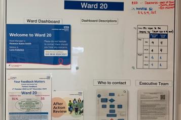 Ward 20 notice board Queen Elizabeth Hospital
