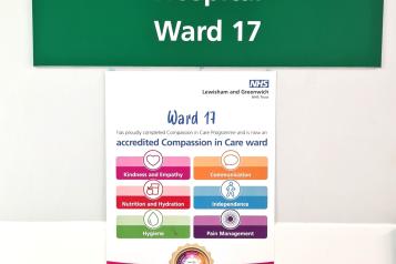 Ward 17 Queen Elizabeth Hospital entrance sign