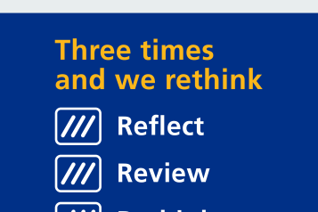 An NHS poster displaying Jess's Rule, with text stating: Three times and we rethink.