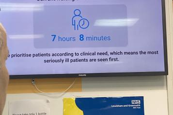 A&E Waiting time at Queen Elizabeth Hospital TV Screen