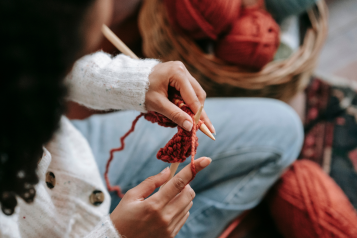 Woman knitting