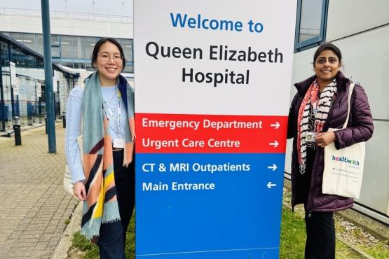 Healthwatch Greenwich representatives conducting an enter and view visit at Queen Elizabeth Hospital in Woolwich.