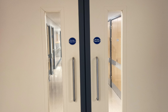 Doors to Ward 1 and 2 at Queen Elizabeth Hospital