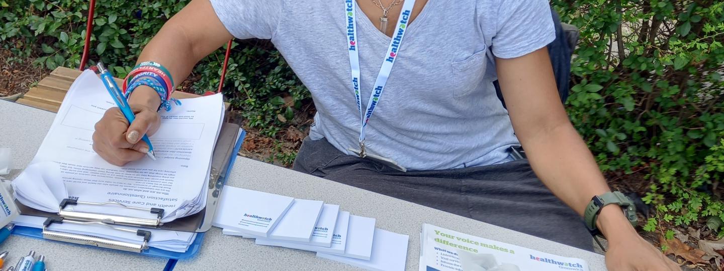 Healthwatch Greenwich volunteer at the Woolwich Dockyard Festival