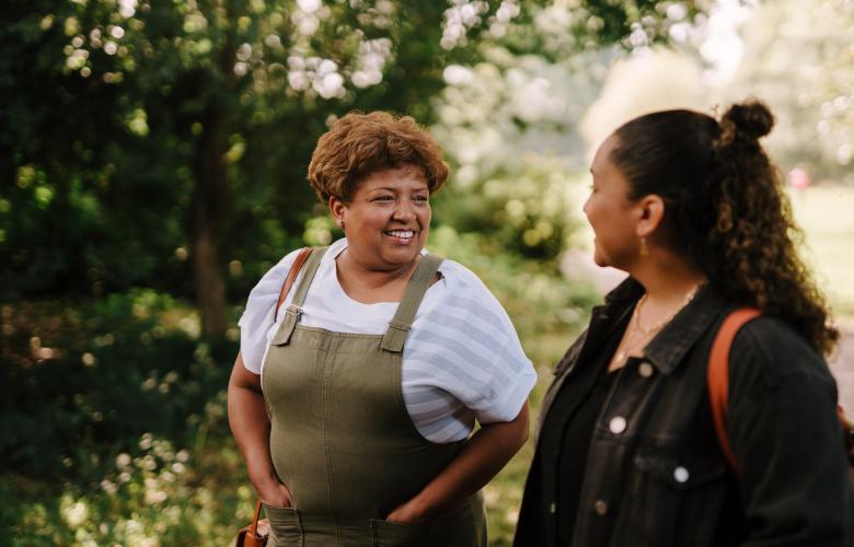 Two women talking and speaking. Image sourced from Age Without Limits library.