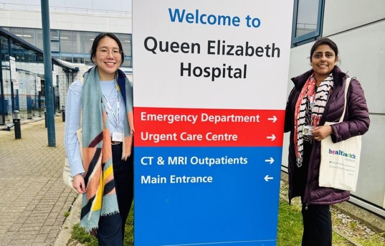Healthwatch Greenwich representatives conducting an enter and view visit at Queen Elizabeth Hospital in Woolwich.