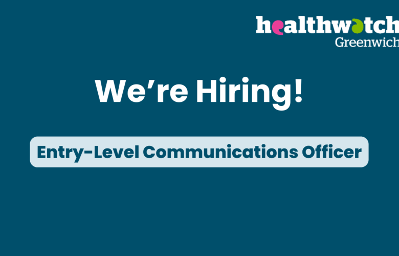 A job advertisement with heading, "we're hiring" followed by text directly below, "Entry-Level Communications Officer"