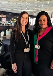 Healthwatch Greenwich representative and Greenwich Health representative at the launch of the Women and Girls Health Hub at Charlton Athletic Football Club